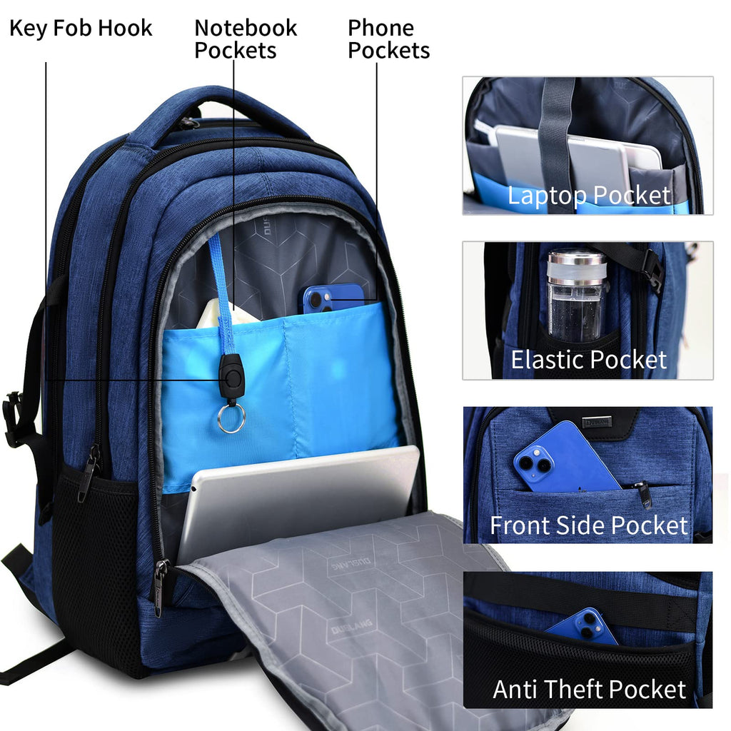 DUSLANG Travel Laptop Backpack with USB Port - Black - Backpack Bags by Handbags Specialist Headquarter | Available at Handbags Specialist Headquarter