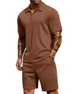 COOFANDY Men's 2 Piece Polo Shirt & Shorts Set