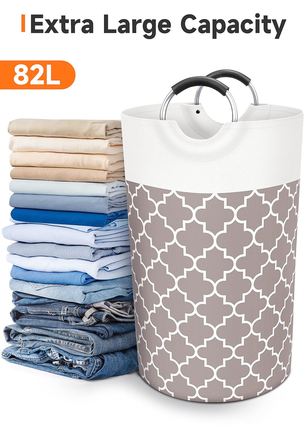 Collapsible Hamper Bag - Grey - Laundry Baskets by Handbags Specialist Headquarter | Available at Handbags Specialist Headquarter