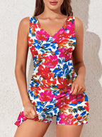 Plus Size Floral Shaping One Piece Swim Dress