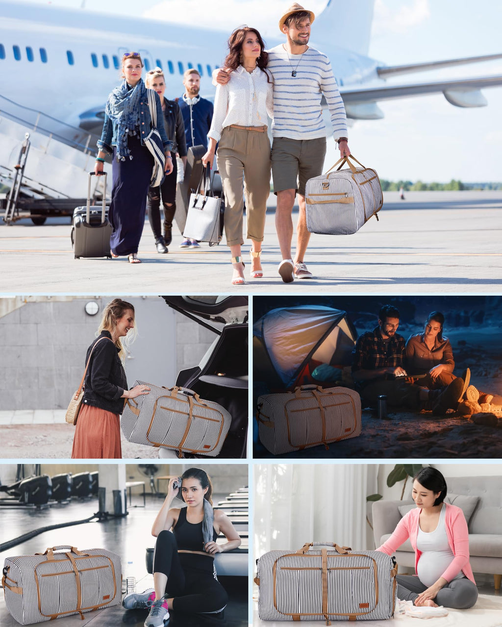 120L Foldable Waterproof Travel Duffel Bag with Shoe Compartment