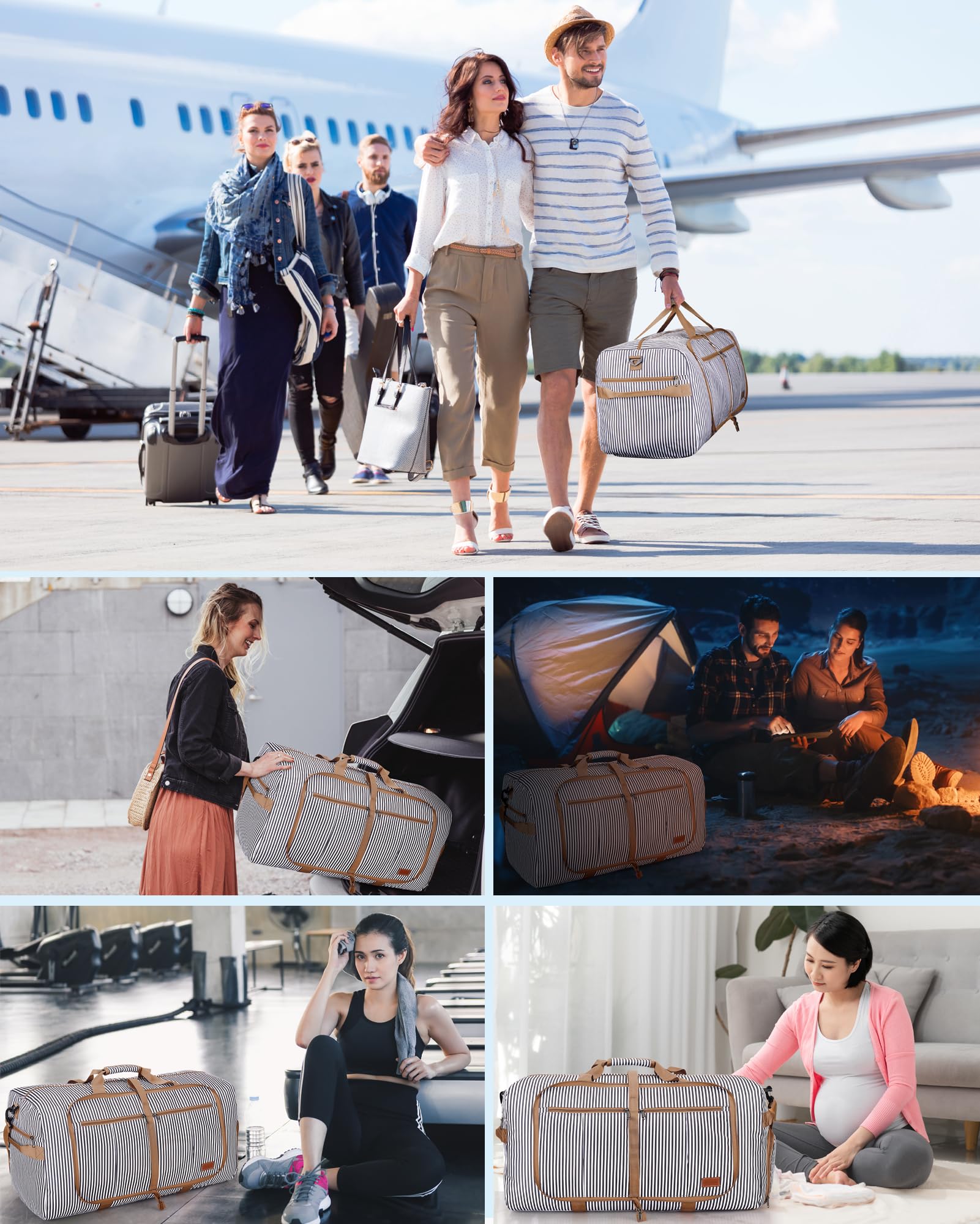 120L Foldable Waterproof Travel Duffel Bag with Shoe Compartment