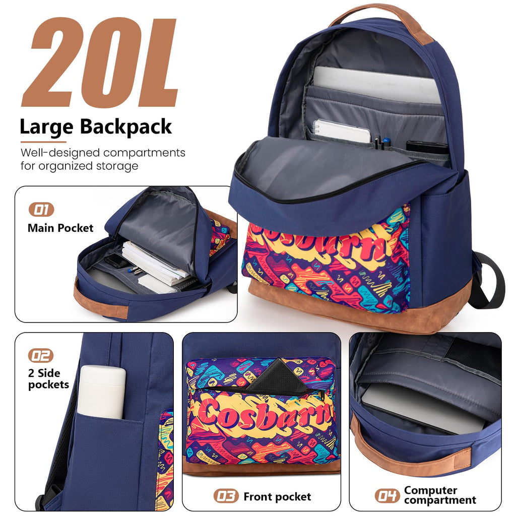 Cosbarn 5-Piece Hardshell Luggage Set - Dark Blue