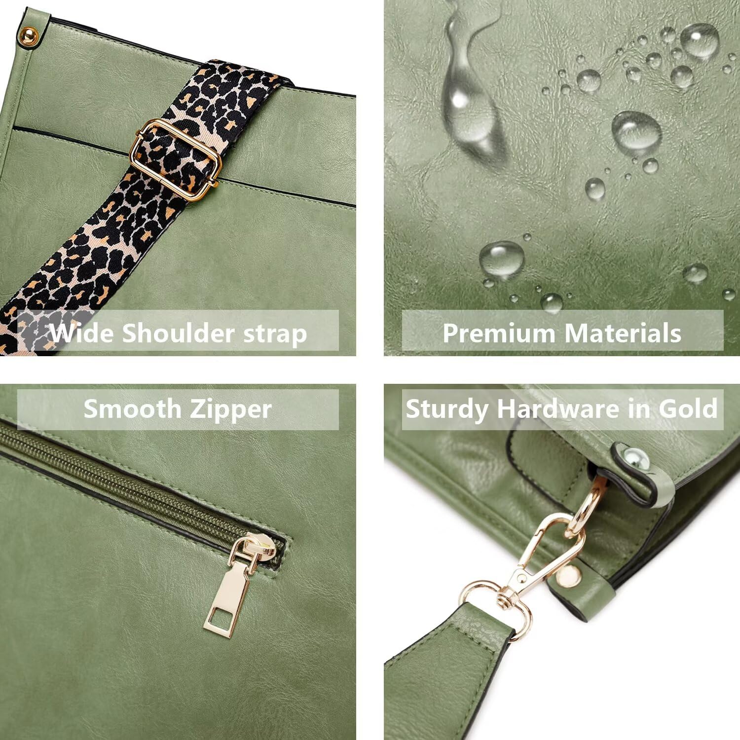 AUYOCO Chic Vegan Leather Crossbody Bag with Strap -  by Handbags Specialist Headquarter | Available at Handbags Specialist Headquarter