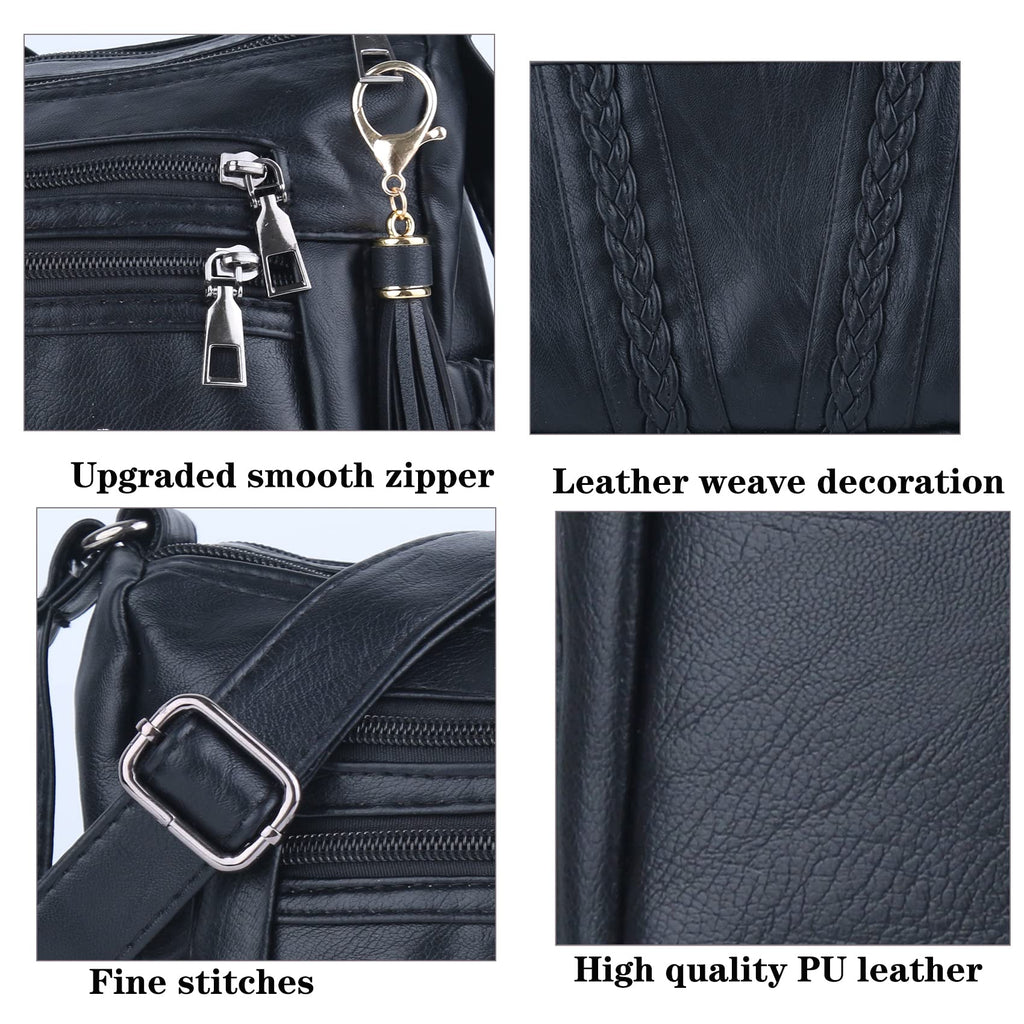 ELDA Chic Crossbody: Soft PU Leather Multi-Pocket Bag - Handbags by Handbags Specialist Headquarter | Available at Handbags Specialist Headquarter