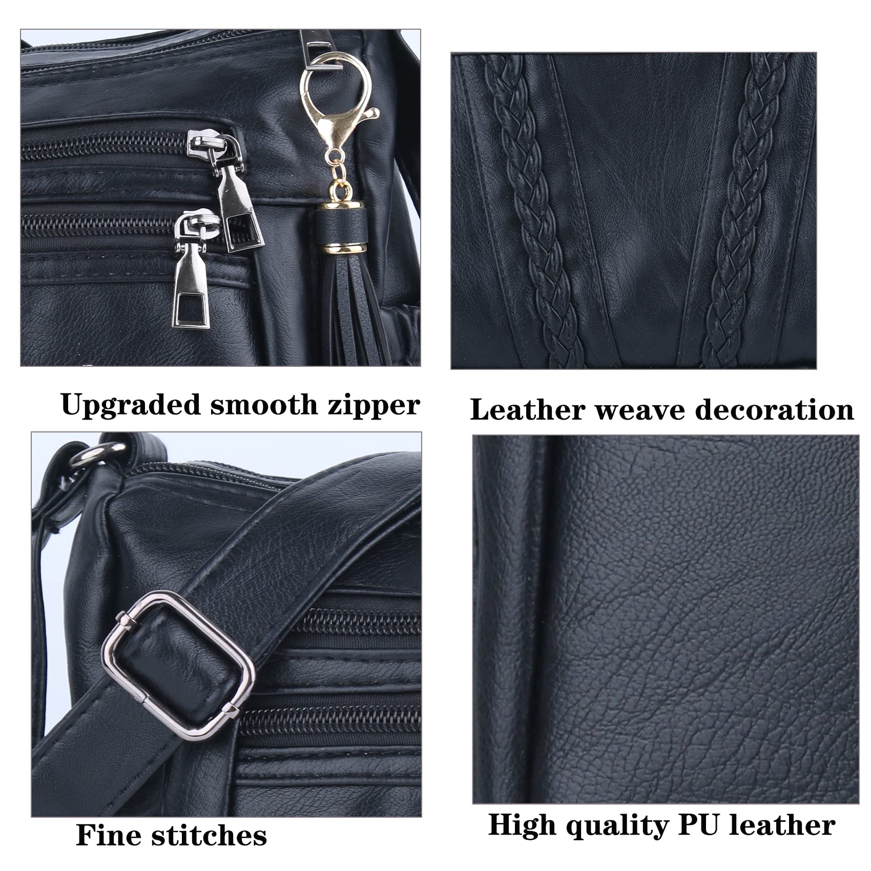 ELDA Chic Crossbody: Soft PU Leather Multi-Pocket Bag - Handbags by Handbags Specialist Headquarter | Available at Handbags Specialist Headquarter