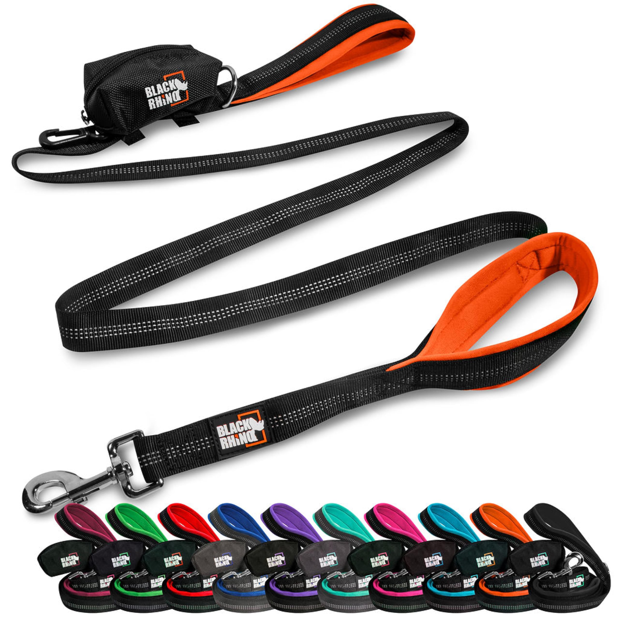 RhinoGrip Aqua: Double Handle Reflective Dog Leash -  by Handbags Specialist Headquarter | Available at Handbags Specialist Headquarter