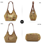 Worldlyda Women Canvas Embroidered Hobo Tote Bag