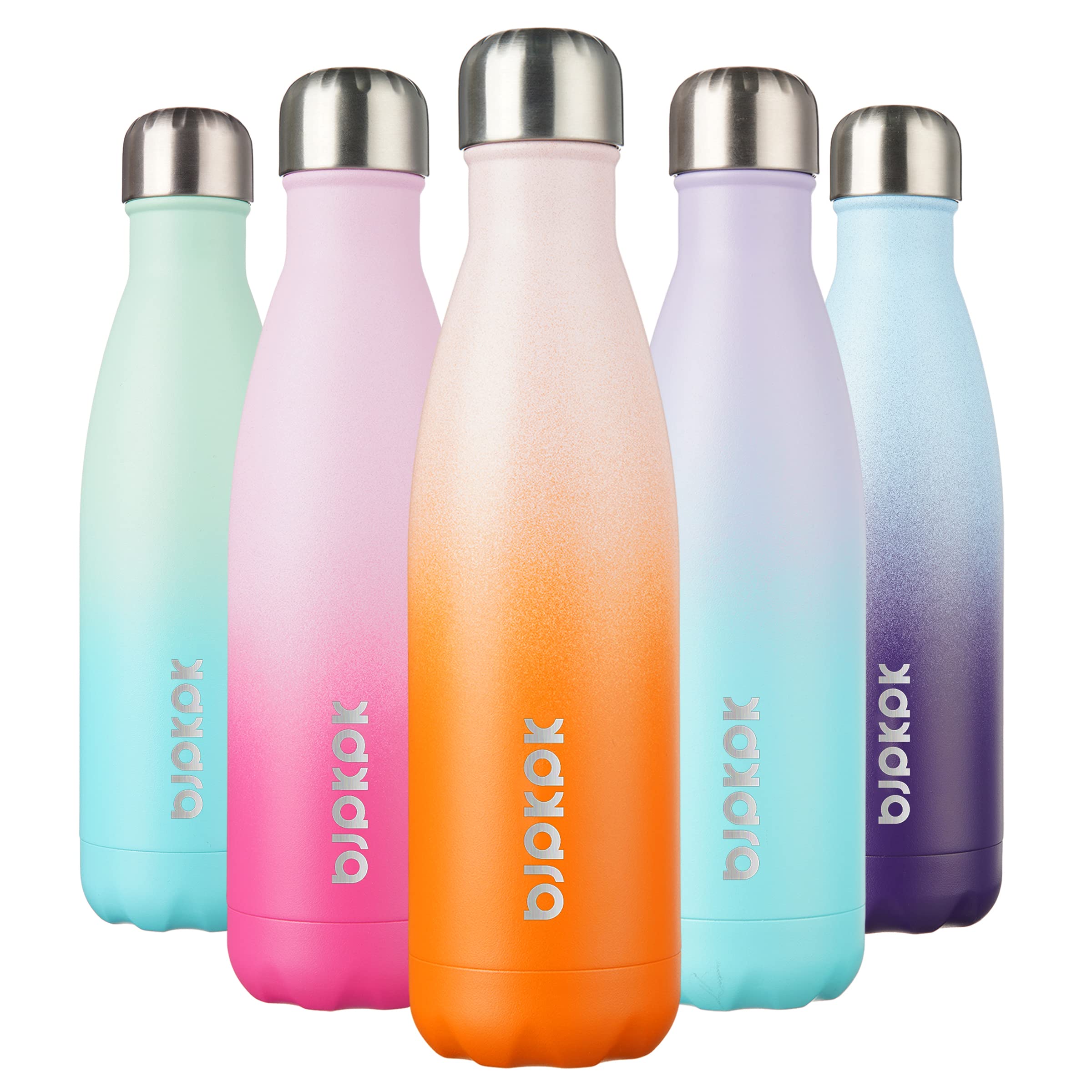 BJPKPK 17oz Insulated Stainless Steel Water Bottles,Sports Water Bottles Keep Cold for 24 Hours and Hot for 12 Hours,BPA Free for Travel,Pink