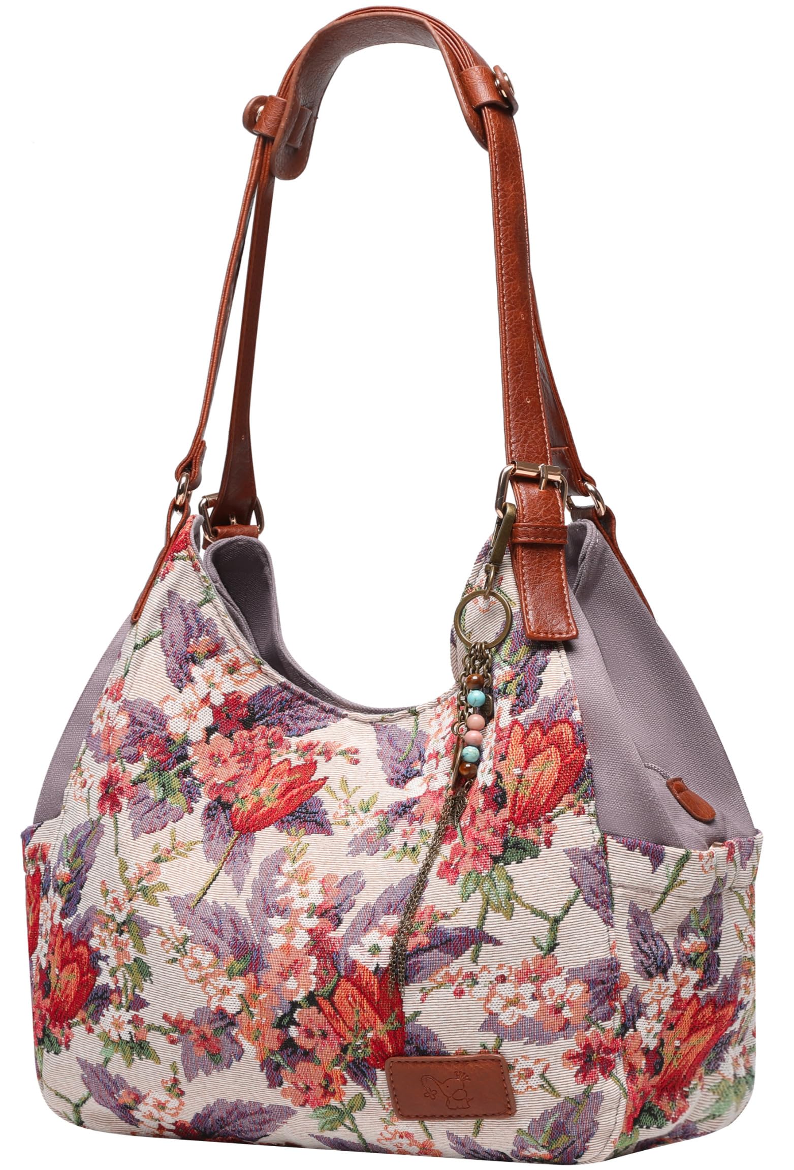 Worldlyda Women Canvas Embroidered Hobo Tote Bag