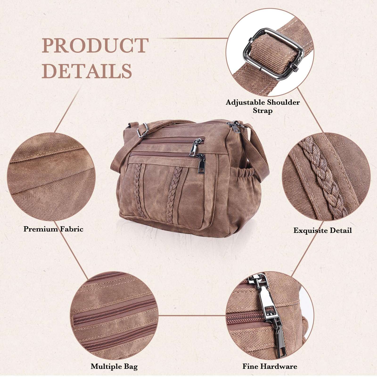 ELDA Chic Crossbody: Soft PU Leather Multi-Pocket Bag - Handbags by Handbags Specialist Headquarter | Available at Handbags Specialist Headquarter