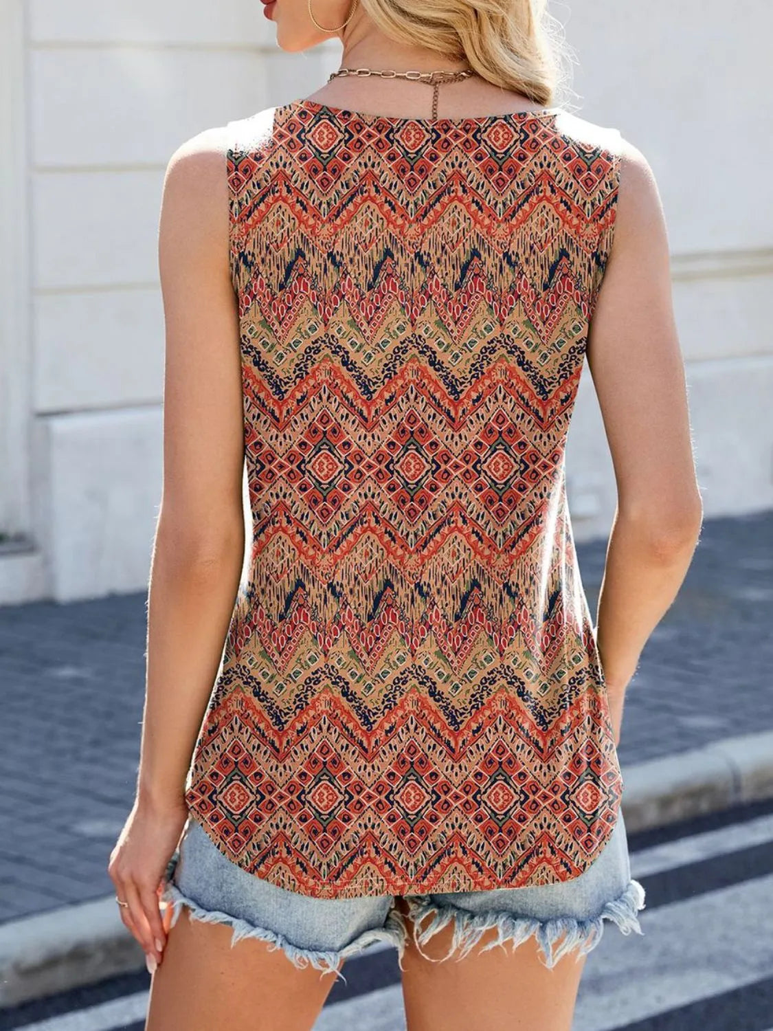 Printed Scoop Neck Wide Strap Tank - Tops by Trendsi | Available at Handbags Specialist Headquarter
