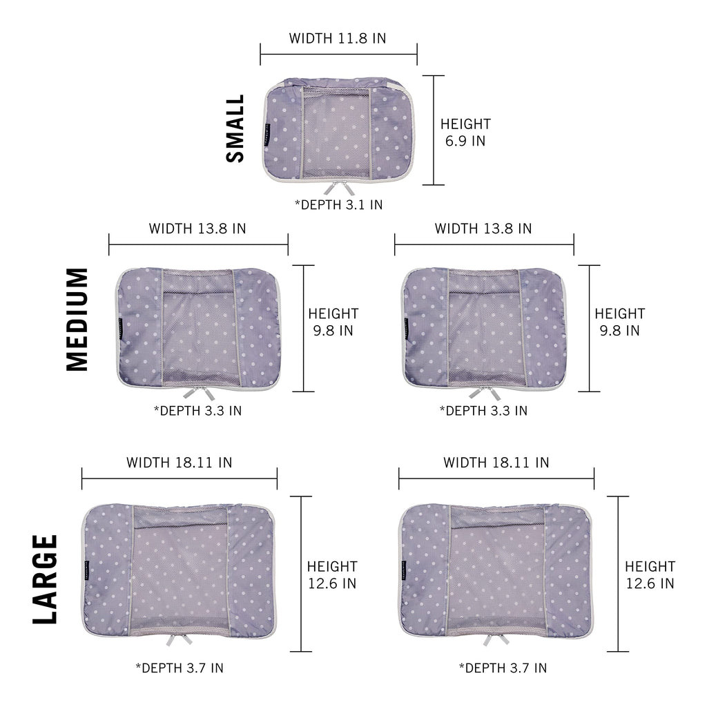 TravelWise Weekender Packing Cube Set - Silver 5-Piece - Luggage Travel Bags by Handbags Specialist Headquarter | Available at Handbags Specialist Headquarter