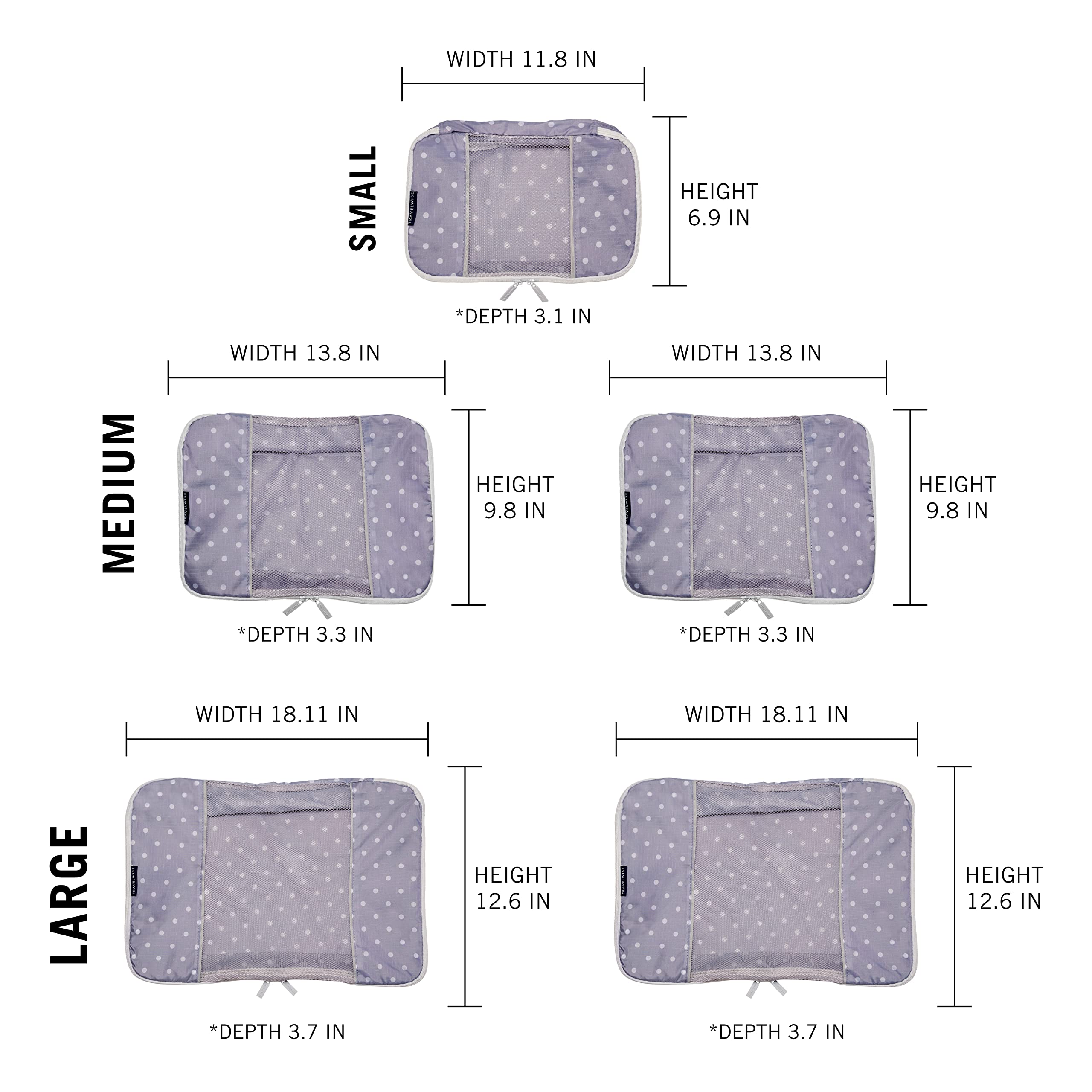 TravelWise Weekender Packing Cube Set - Silver 5-Piece - Luggage Travel Bags by Handbags Specialist Headquarter | Available at Handbags Specialist Headquarter