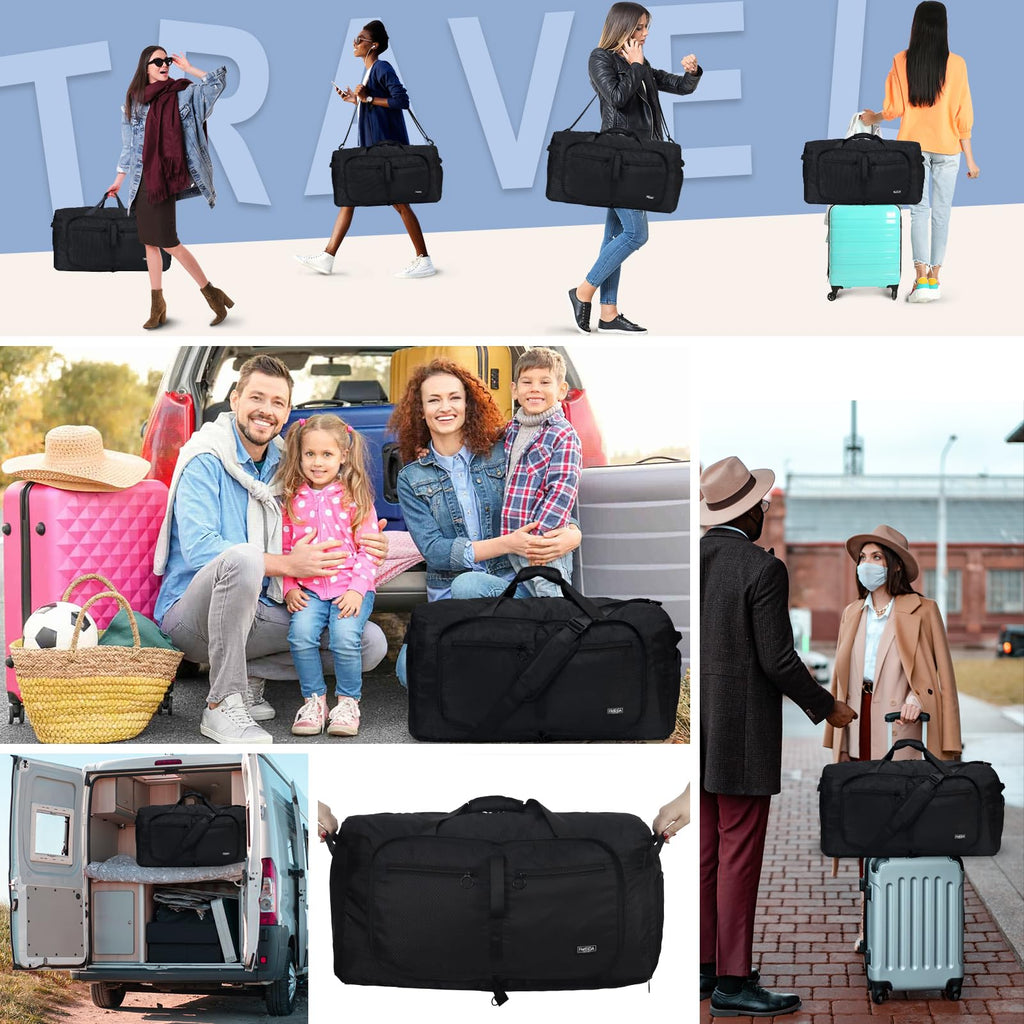 Foldable 65L Duffle Bag with Shoe Compartment