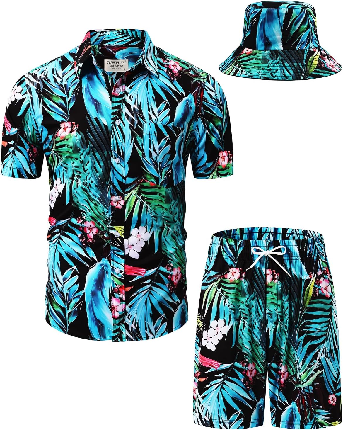 TUNEVUSE Men's Hawaiian Shirt & Shorts Set