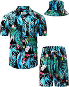 TUNEVUSE Men's Hawaiian Shirt & Shorts Set