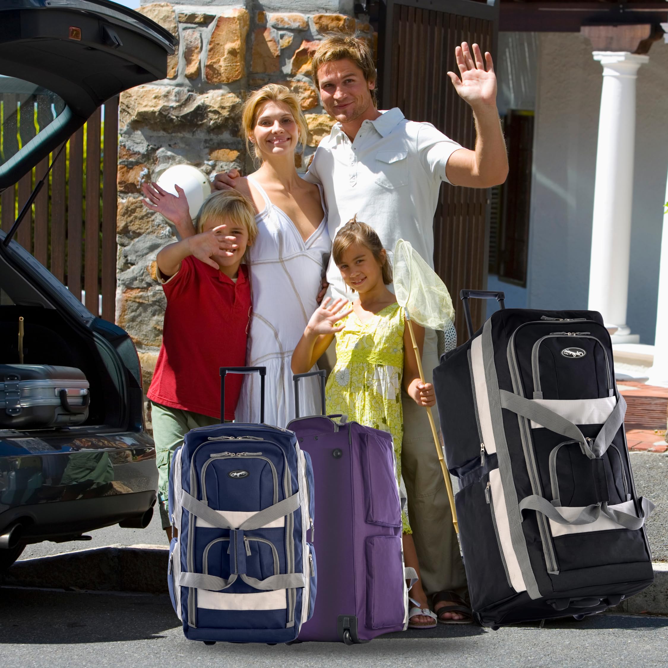 Olympia 22 Max Wheeled Duffel: 8-Pocket Water-Resist -  by Handbags Specialist Headquarter | Available at Handbags Specialist Headquarter