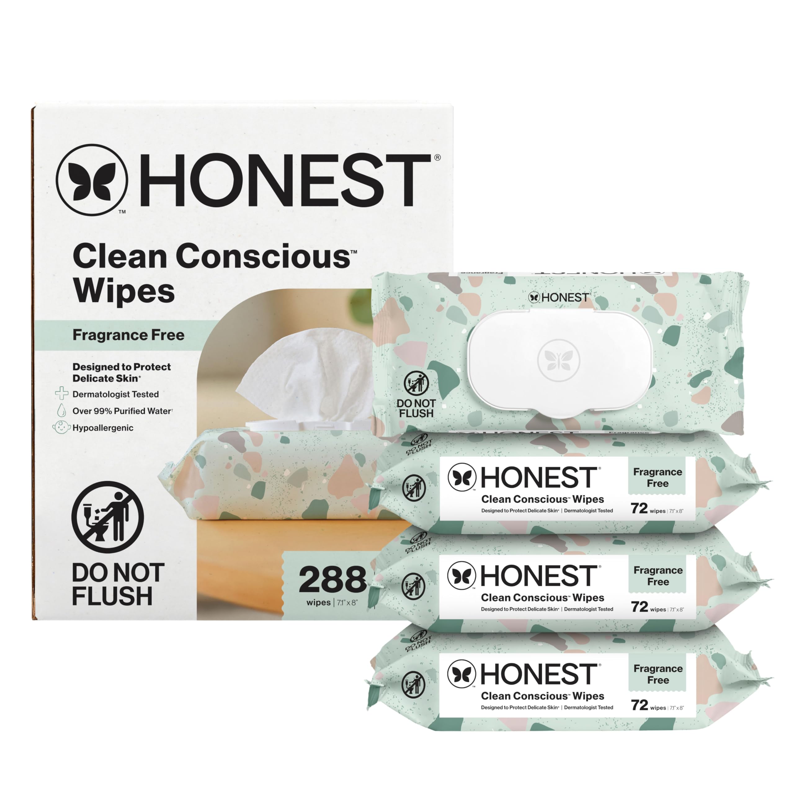 The Honest Company Hypoallergenic Multi-Use Baby Wipes for Sensitive Baby Skin, Pattern Play, 10 Count