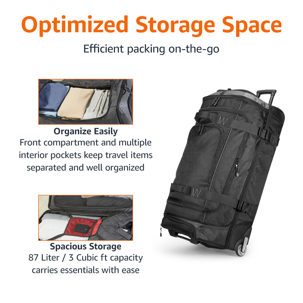 Amazon Basics 35 Large Rolling Duffle Bag, Blue -  by Handbags Specialist Headquarter | Available at Handbags Specialist Headquarter