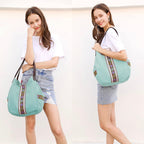 Worldlyda Women Canvas Embroidered Hobo Tote Bag