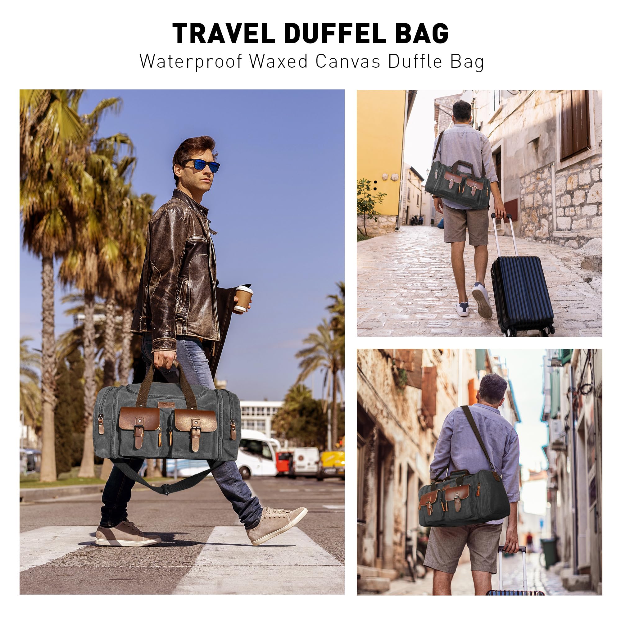 Wildroad 50L Waxed Canvas Waterproof Duffle Bag