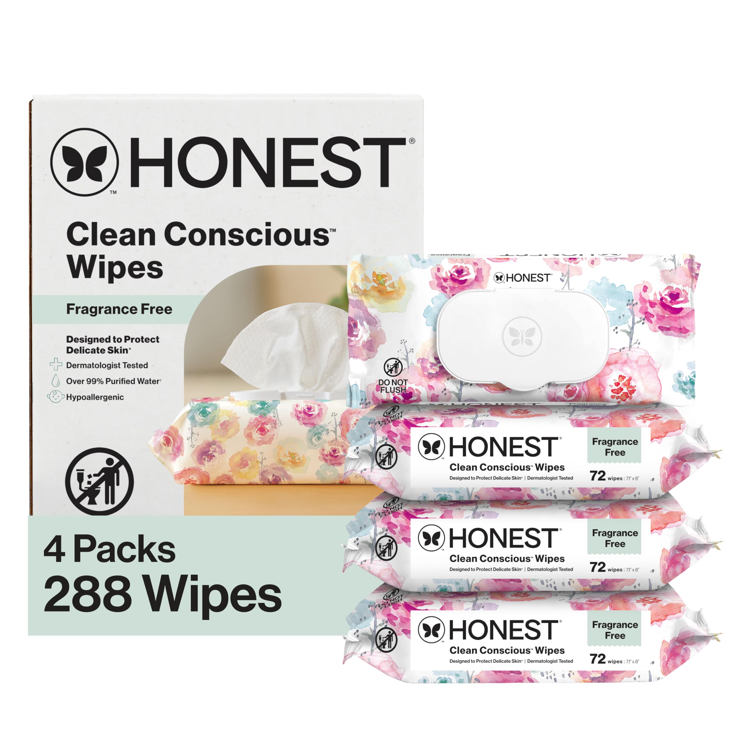 The Honest Company Hypoallergenic Multi-Use Baby Wipes for Sensitive Baby Skin, Pattern Play, 10 Count
