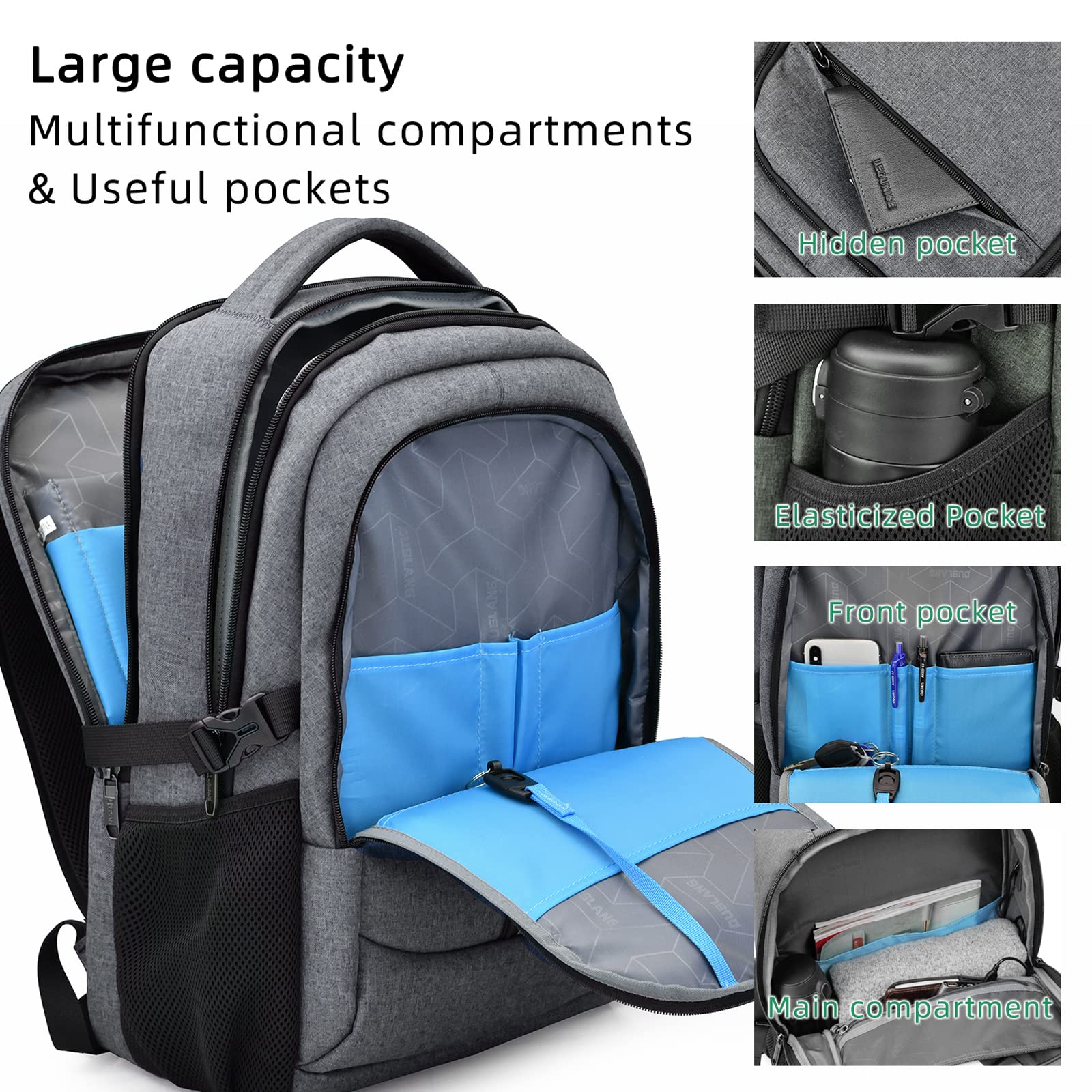 DUSLANG Travel Laptop Backpack with USB Port - Black - Backpack Bags by Handbags Specialist Headquarter | Available at Handbags Specialist Headquarter