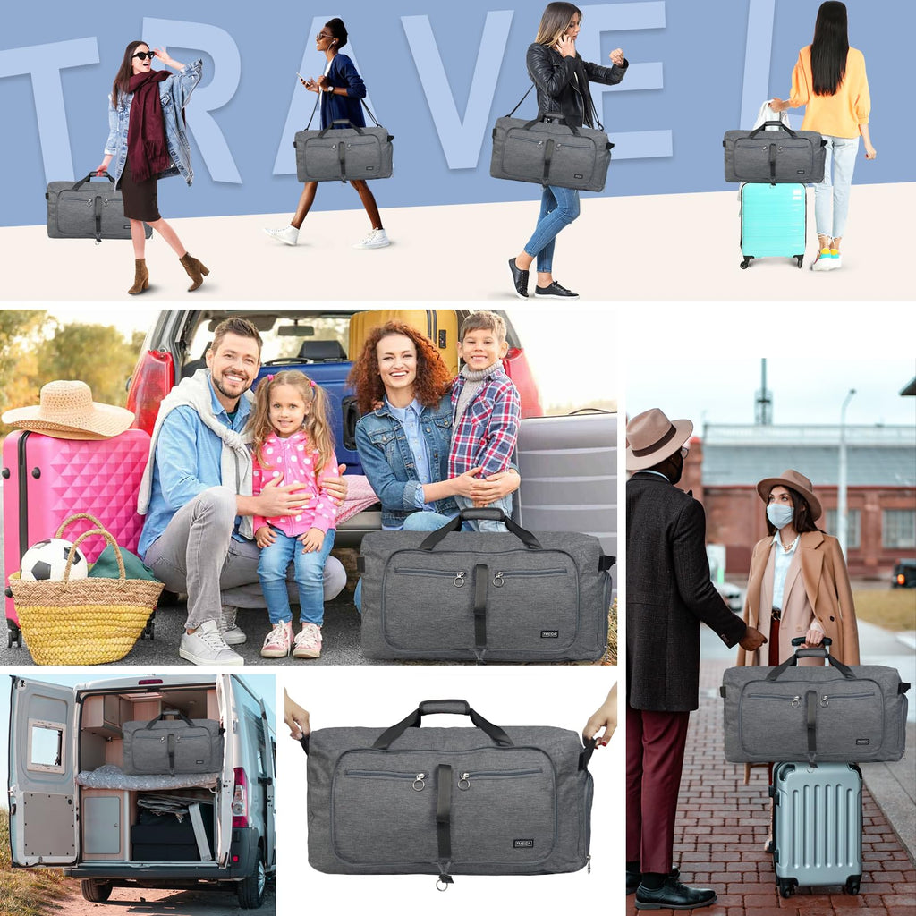 Foldable 65L Duffle Bag with Shoe Compartment