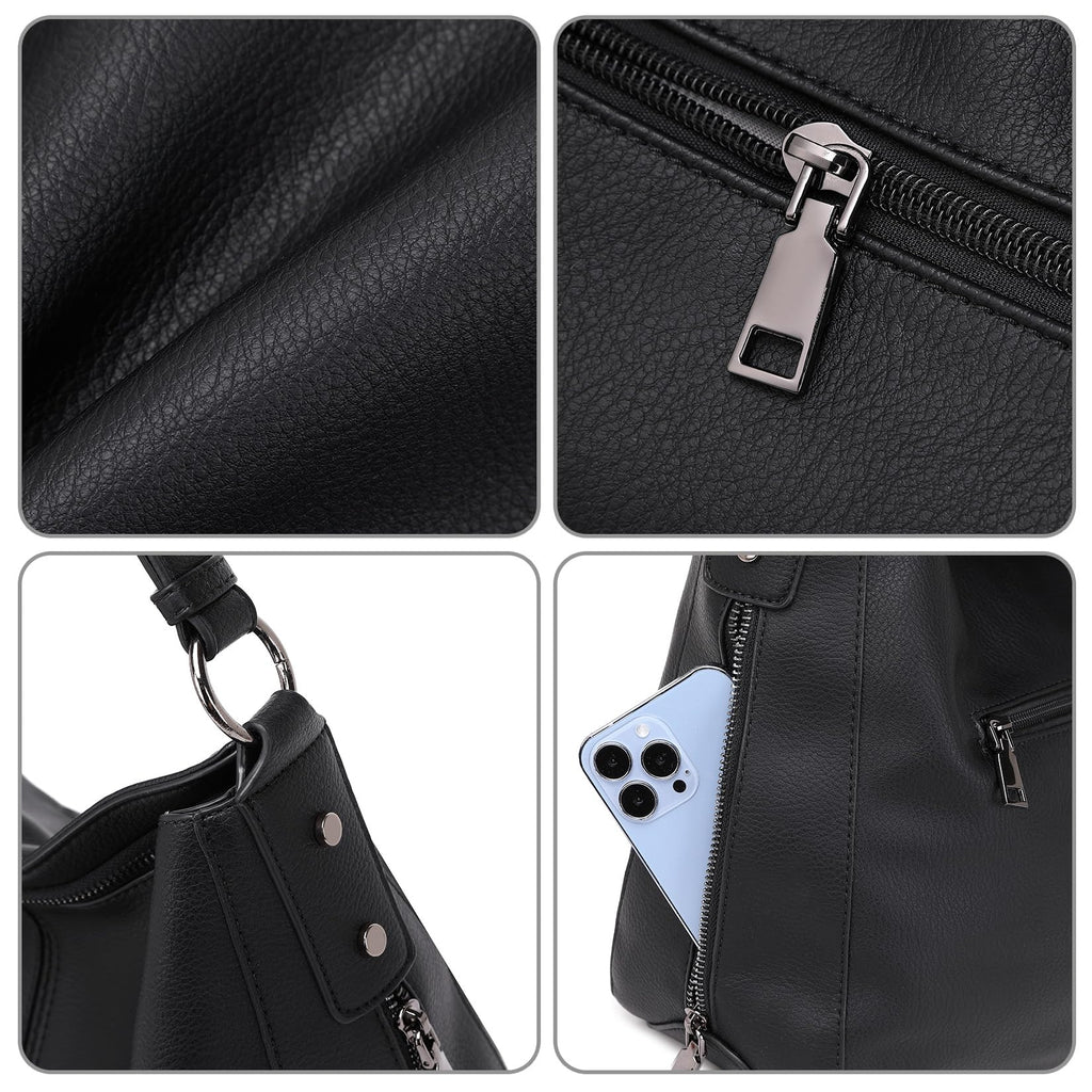 Lapsting Boho Faux Leather Hobo Shoulder Bag
