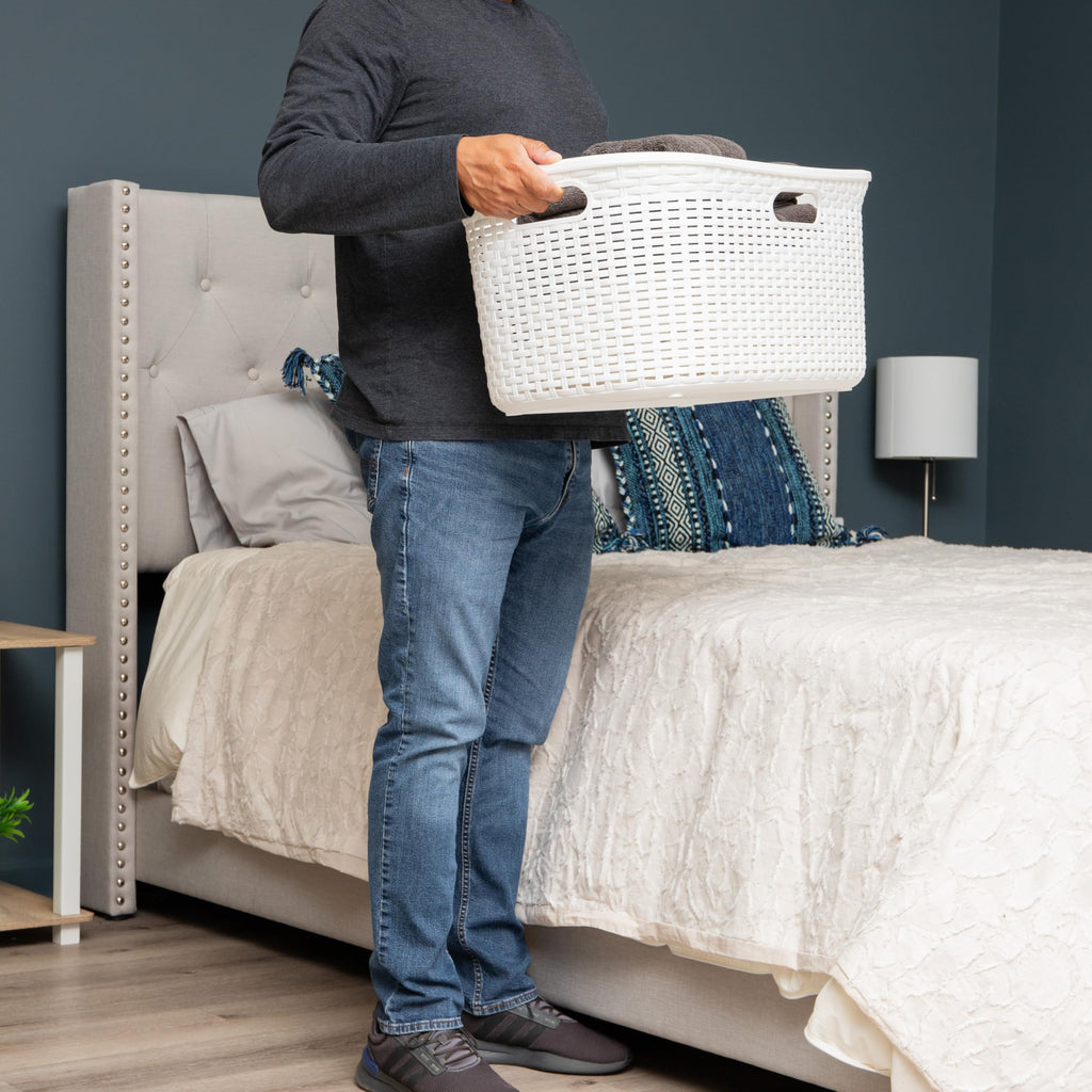 Ivory Wicker Mind Reader 40L Laundry Basket - Laundry Baskets by Handbags Specialist Headquarter | Available at Handbags Specialist Headquarter