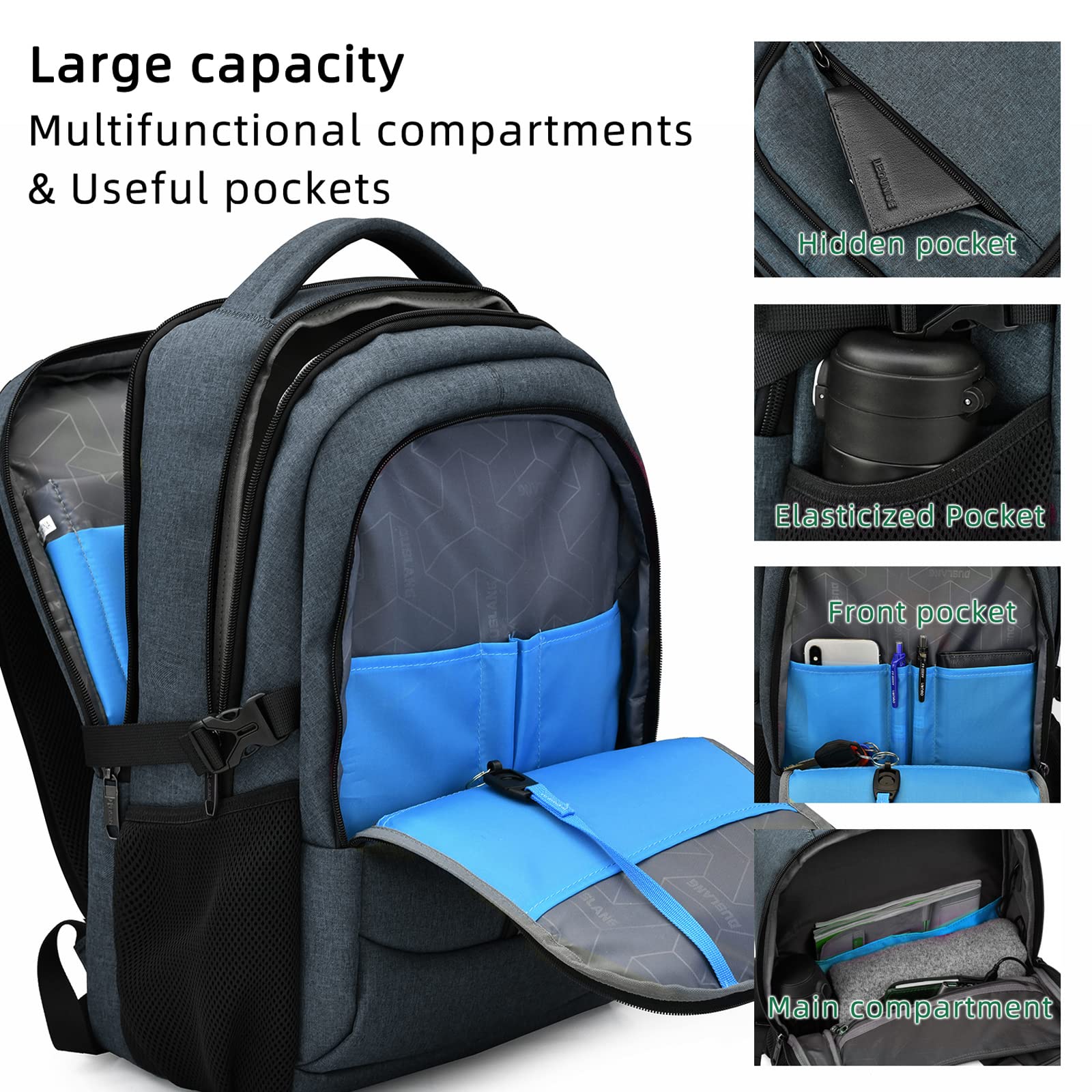 DUSLANG Travel Laptop Backpack with USB Port - Black - Backpack Bags by Handbags Specialist Headquarter | Available at Handbags Specialist Headquarter