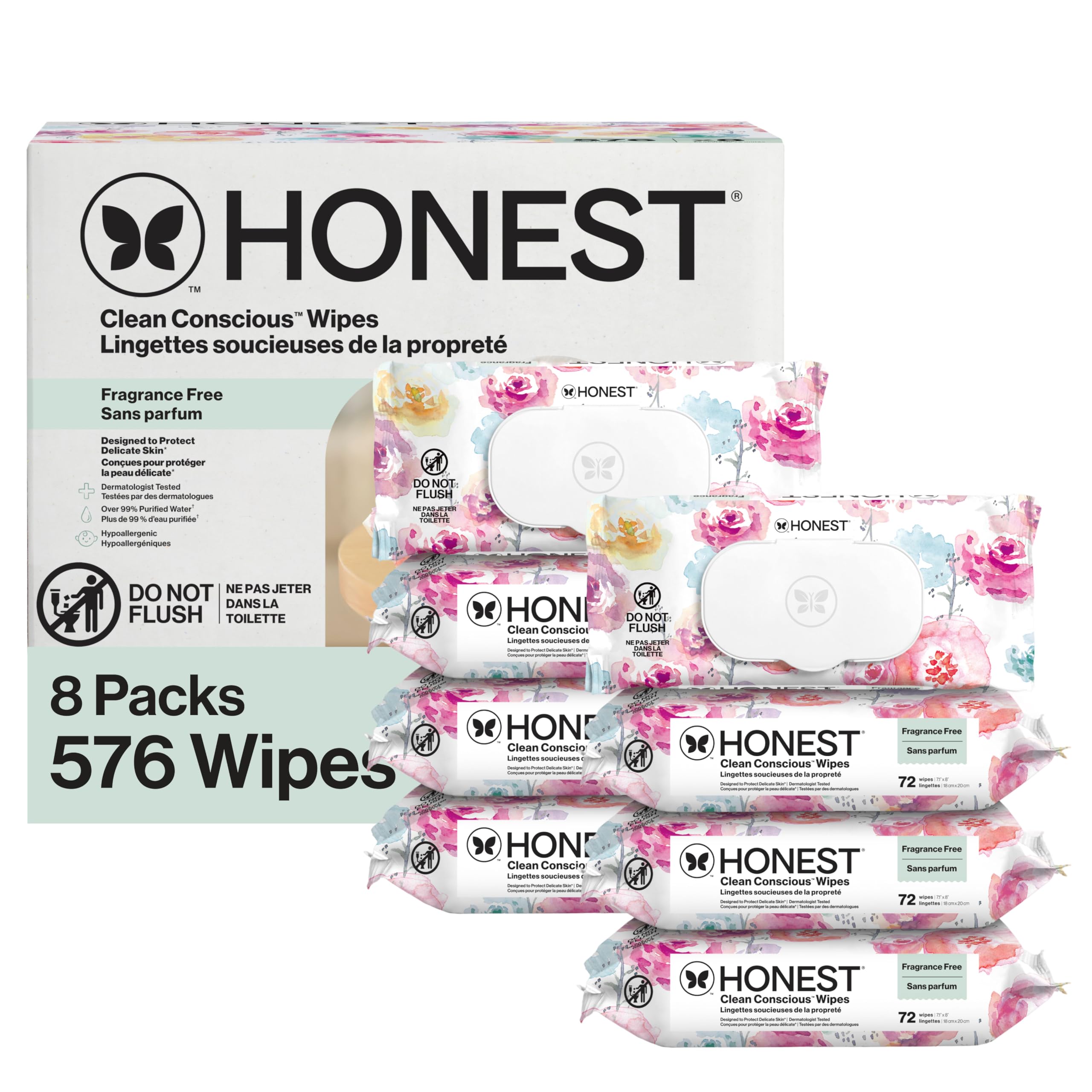 The Honest Company Hypoallergenic Multi-Use Baby Wipes for Sensitive Baby Skin, Pattern Play, 10 Count