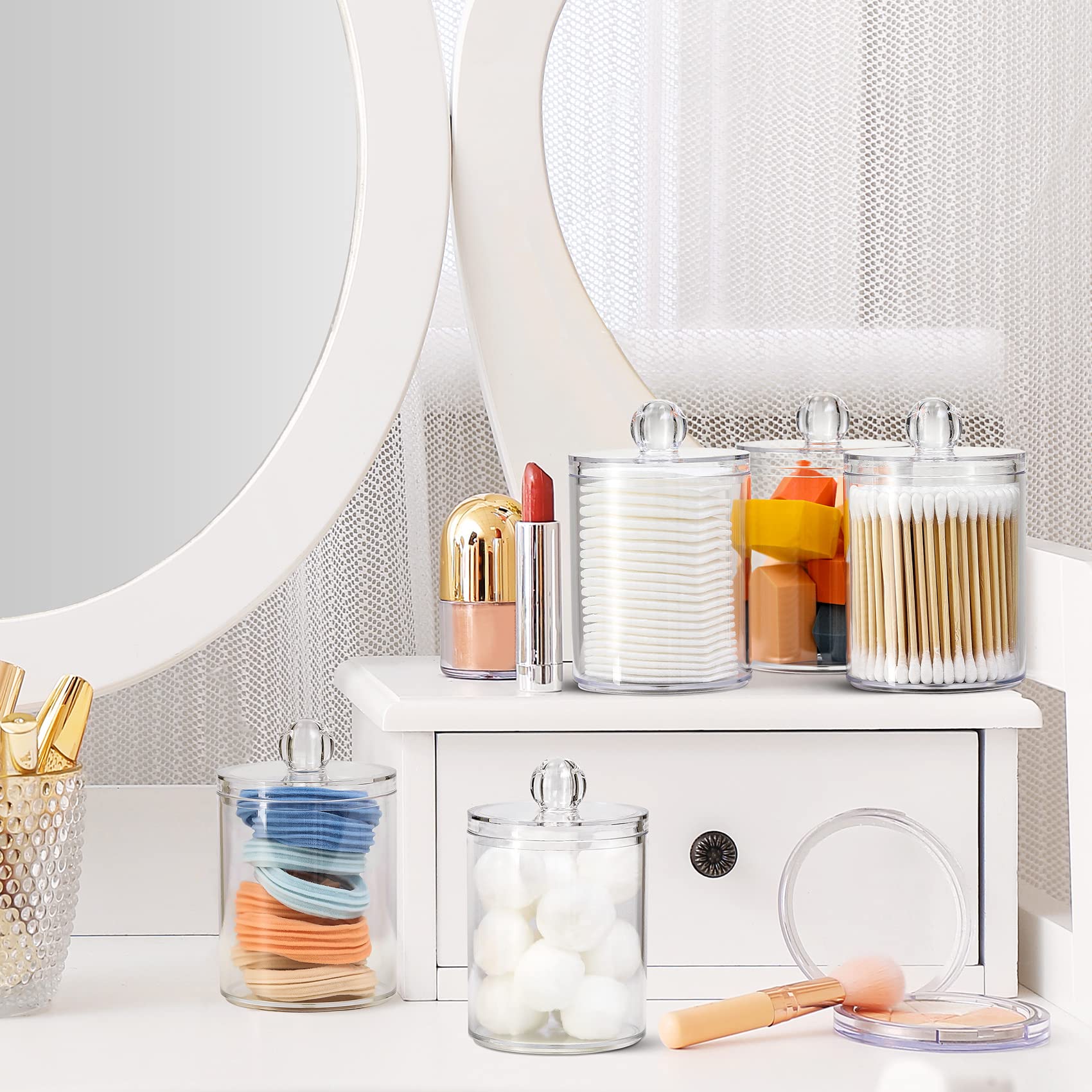 Clear Acrylic Qtip Dispenser Set - 4 Pack - Decor by Handbags Specialist Headquarter | Available at Handbags Specialist Headquarter