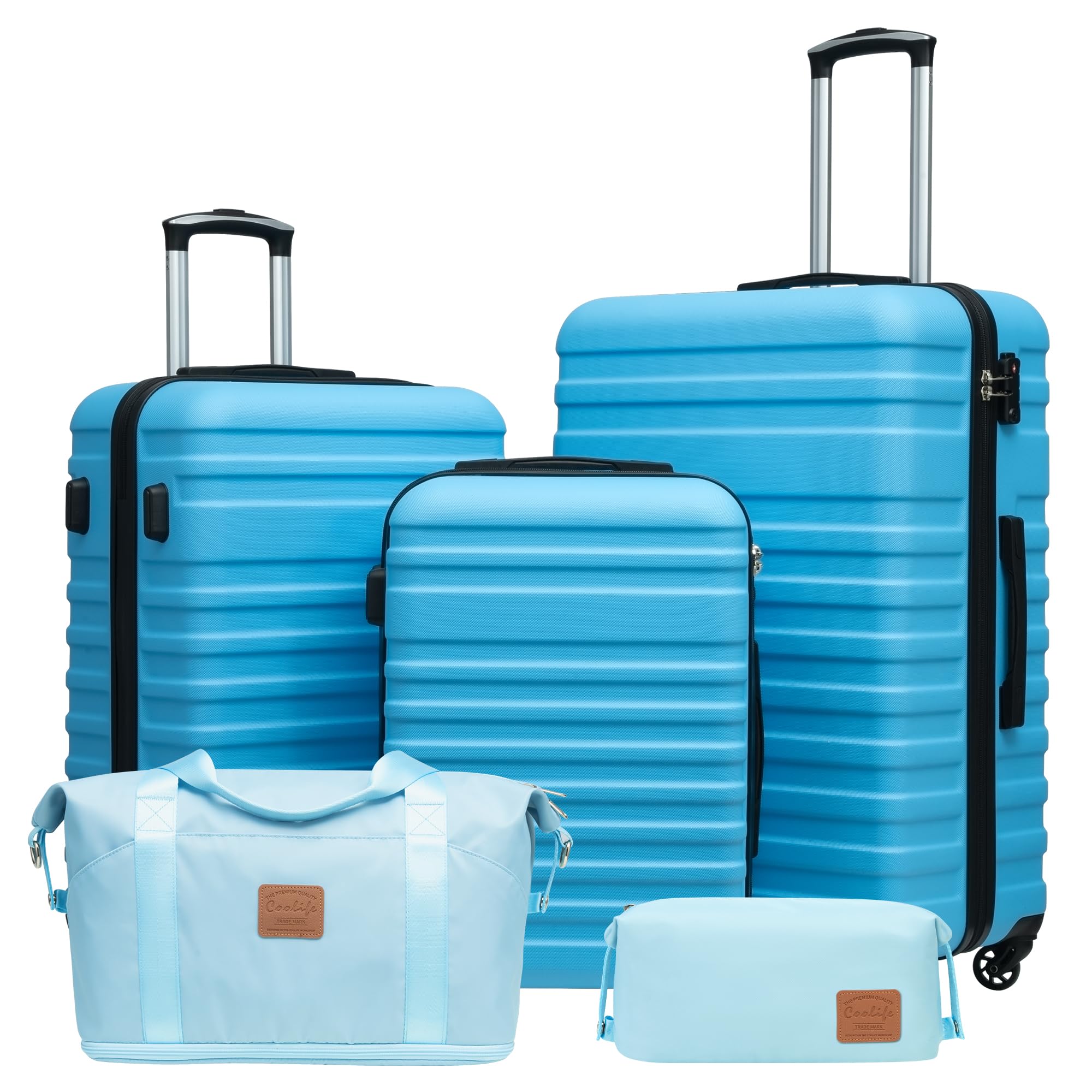 Coolife 3-Piece Hardside Luggage Set - Apricot White