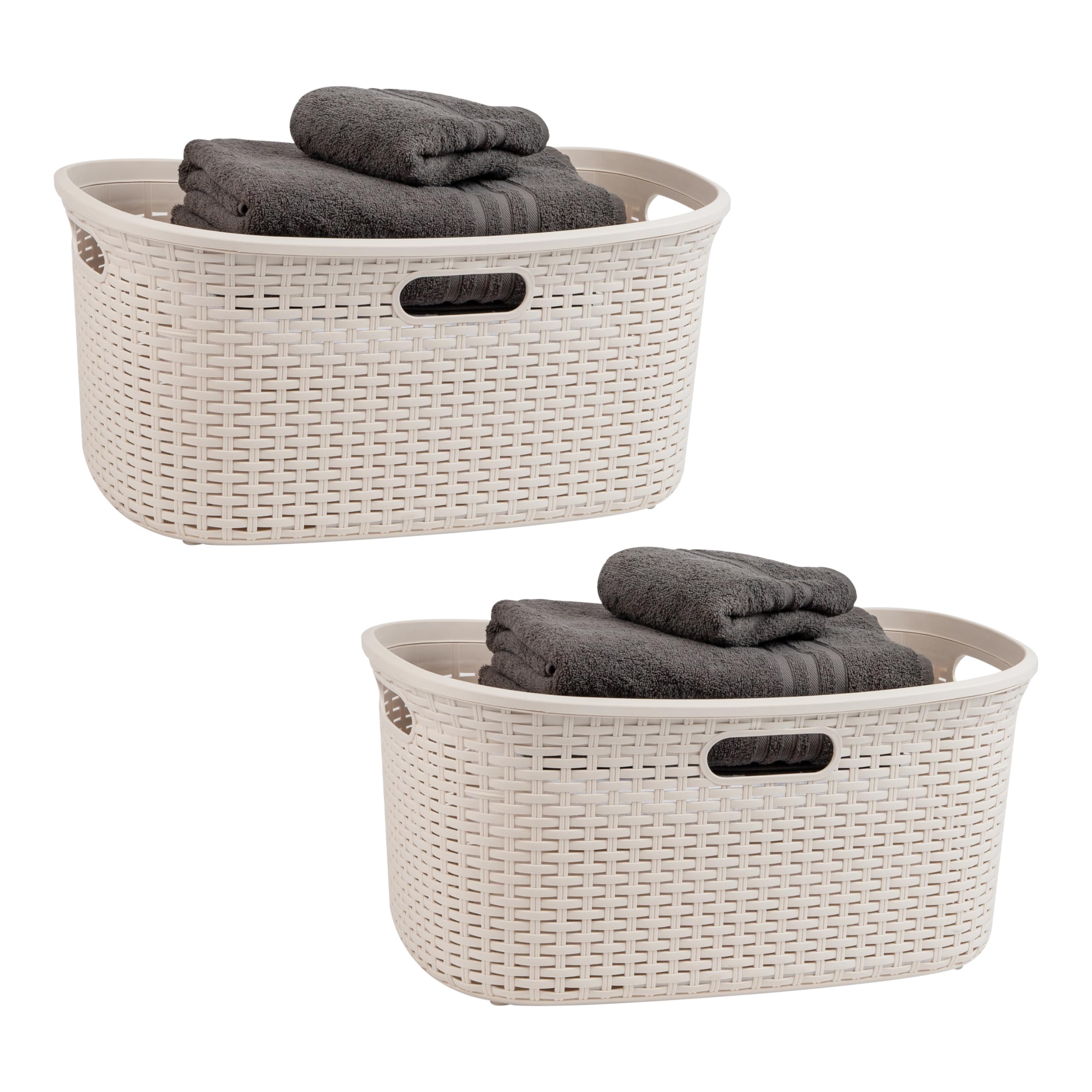 Ivory Wicker Mind Reader 40L Laundry Basket - Laundry Baskets by Handbags Specialist Headquarter | Available at Handbags Specialist Headquarter