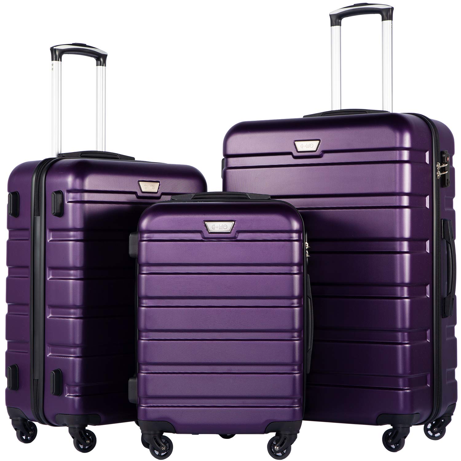Coolife 3-Piece Hardshell Luggage Set - Navy