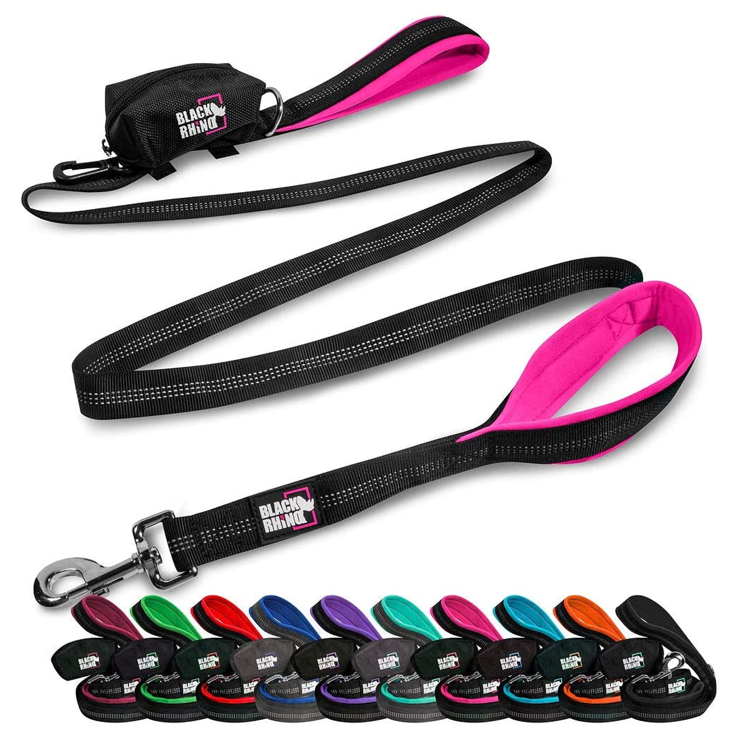 RhinoGrip Aqua: Double Handle Reflective Dog Leash -  by Handbags Specialist Headquarter | Available at Handbags Specialist Headquarter