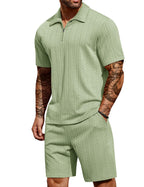 COOFANDY Men's 2 Piece Polo Shirt & Shorts Set