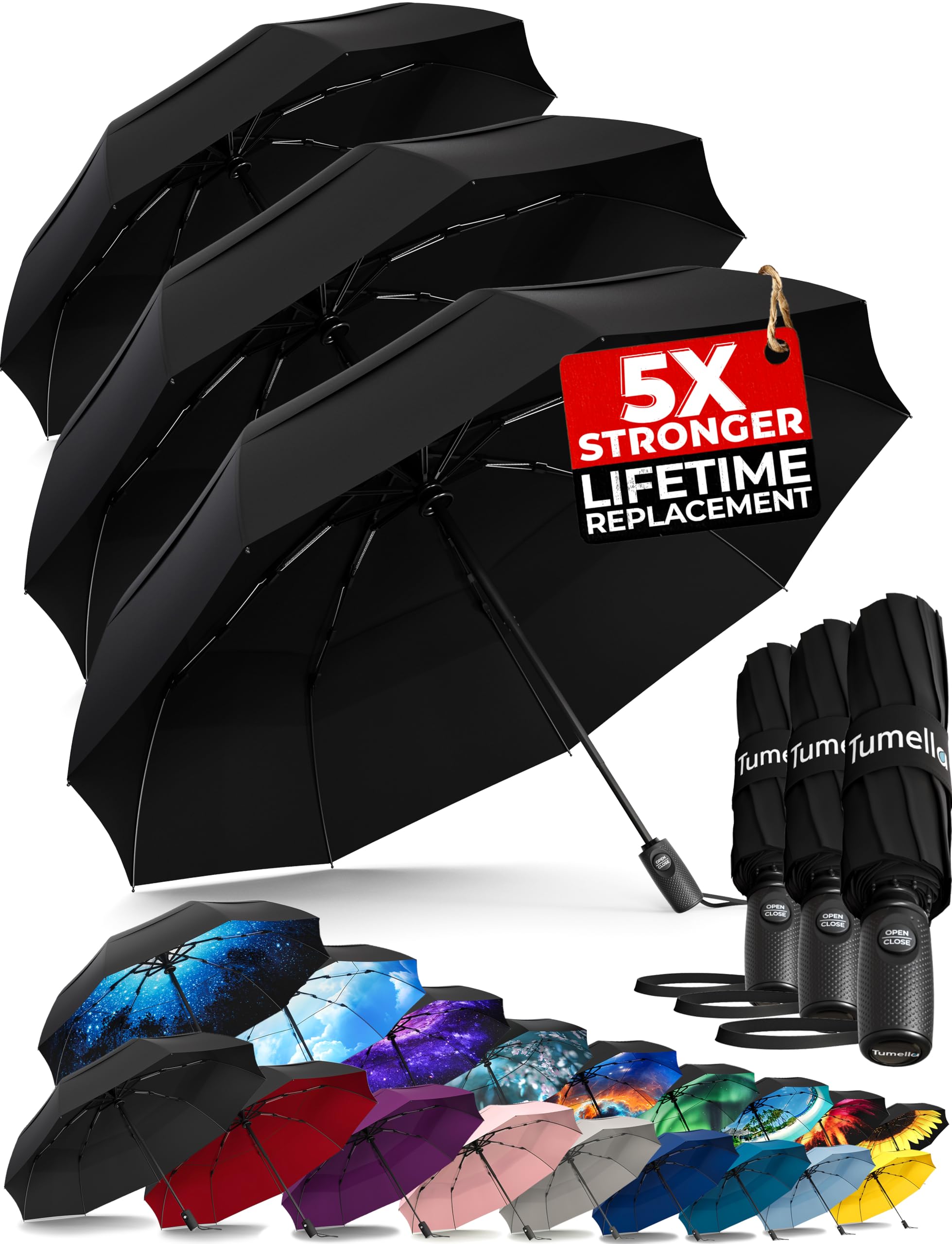 TUMELLA Elite Windproof Travel Umbrella -  by Handbags Specialist Headquarter | Available at Handbags Specialist Headquarter