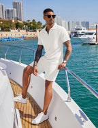 COOFANDY Men's 2 Piece Polo Shirt & Shorts Set