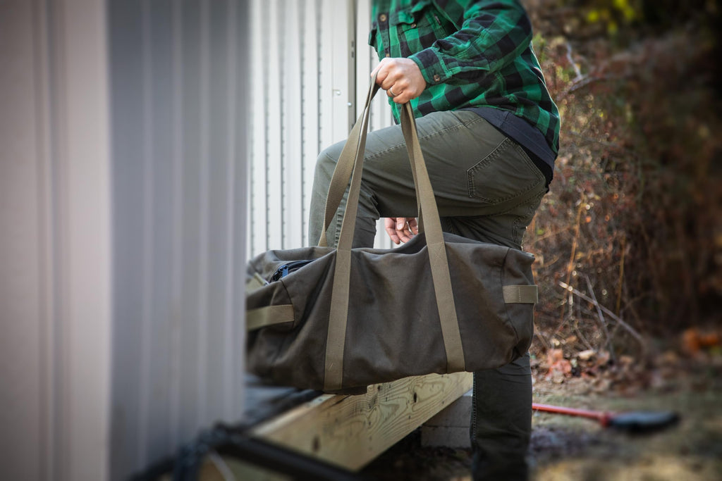 Waxed Canvas Military Duffle Bag, Olive Green
