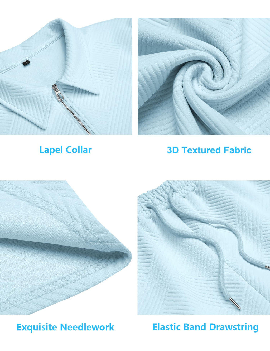 URRU Men's 2-Piece 3D Textured Polo & Shorts Set