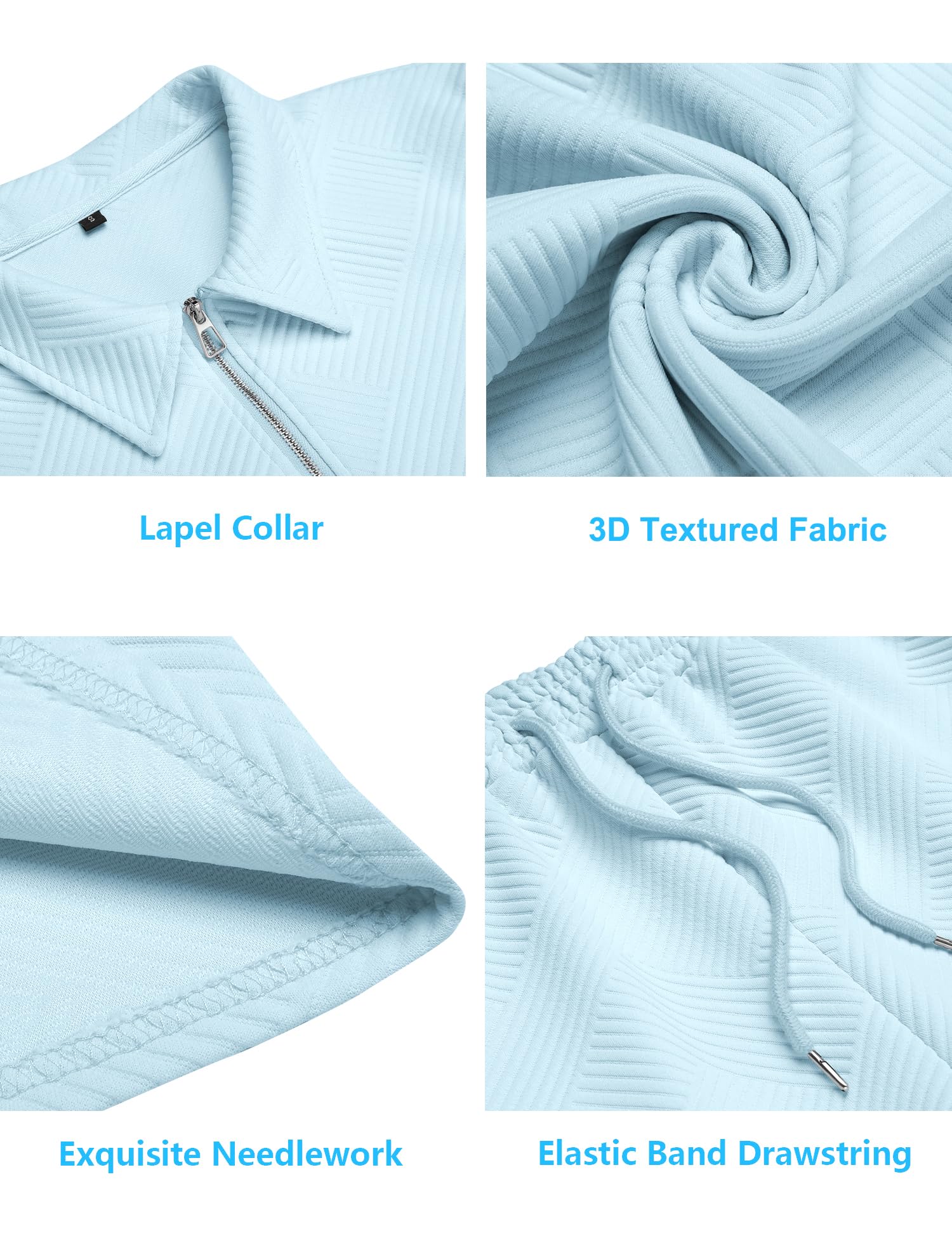 URRU Men's 2-Piece 3D Textured Polo & Shorts Set