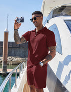 COOFANDY Men's 2 Piece Polo Shirt & Shorts Set