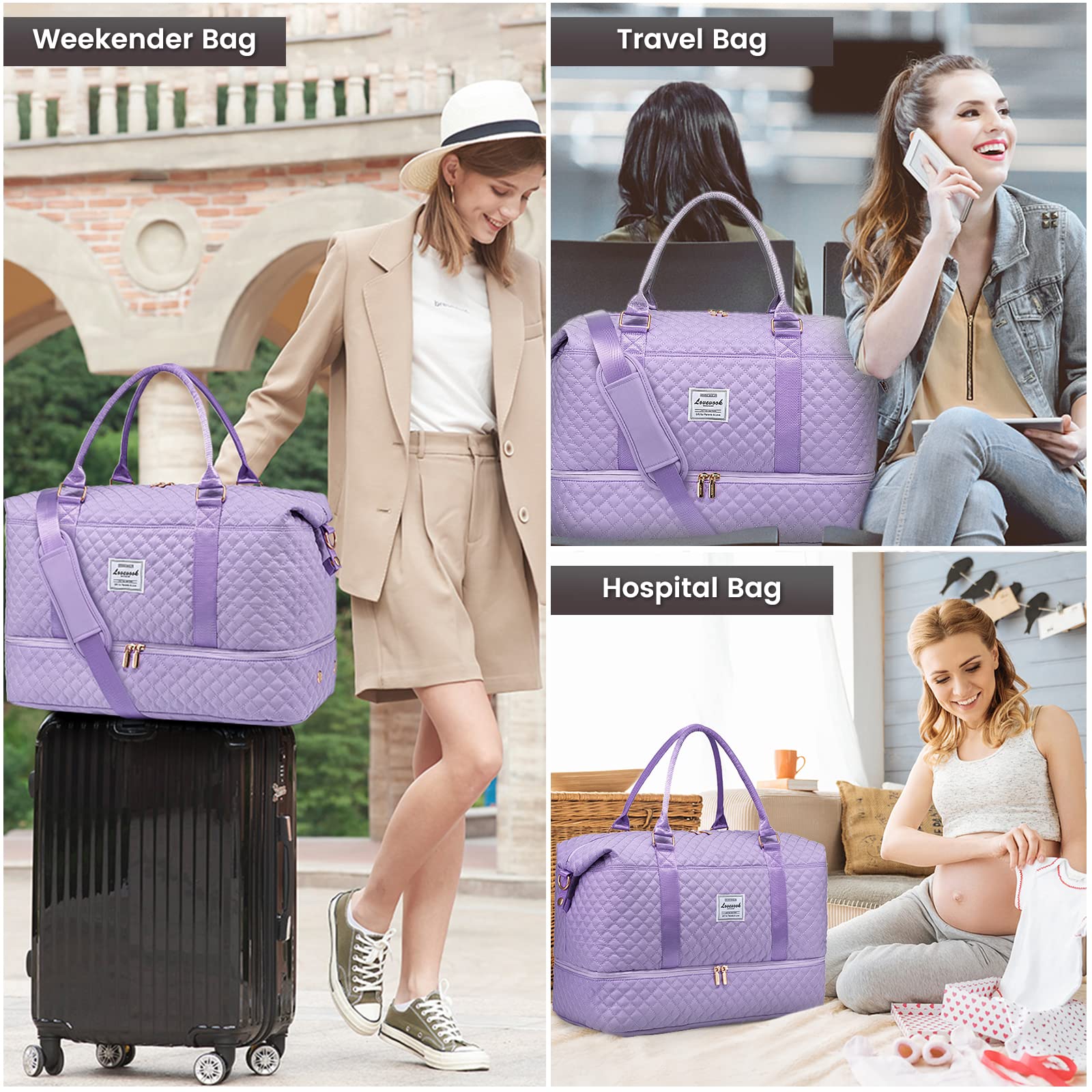 LOVEVOOK All-in-One Duffle: Travel & Gym Ready - Luggage Travel Bags by Handbags Specialist Headquarter | Available at Handbags Specialist Headquarter