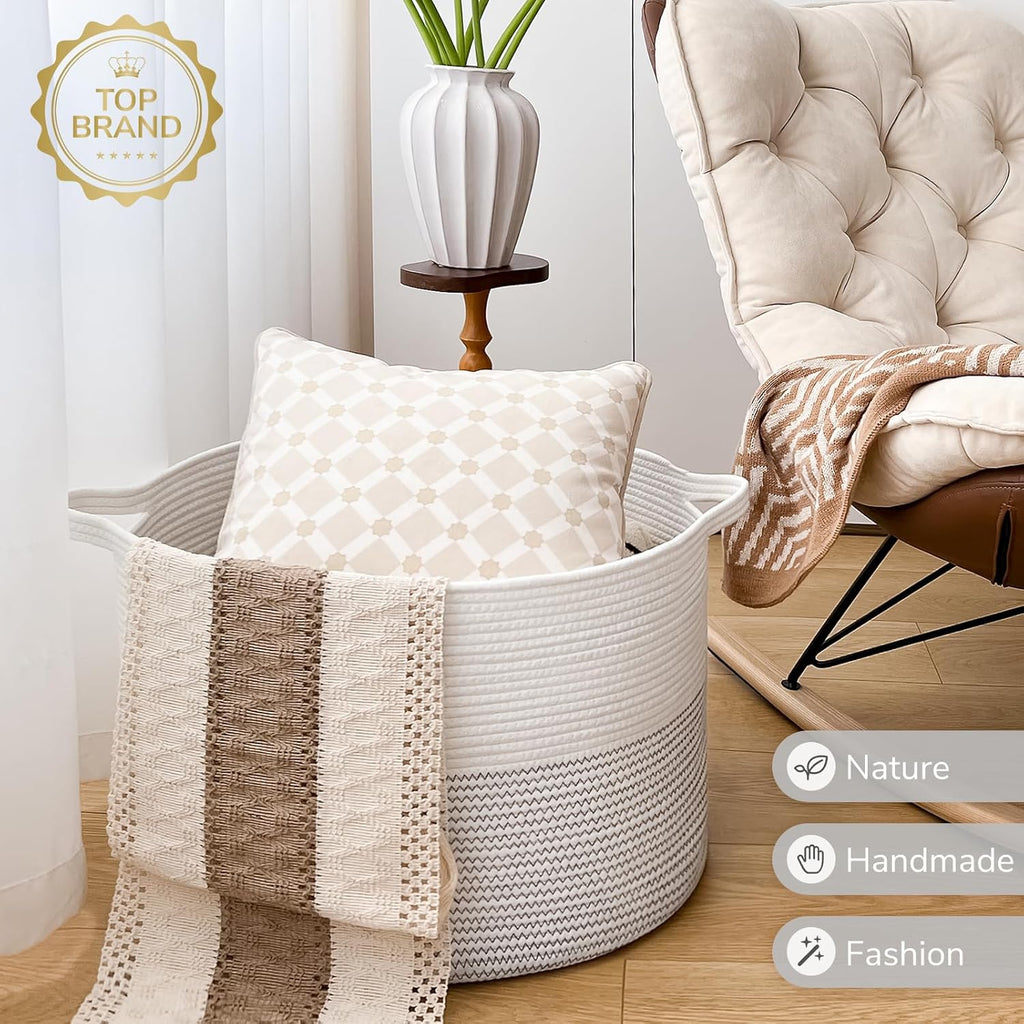 INDRESSME XL Woven Cotton Rope Basket - Black Stitch - PhoenixBucketTitleBTF by Handbags Specialist Headquarter | Available at Handbags Specialist Headquarter