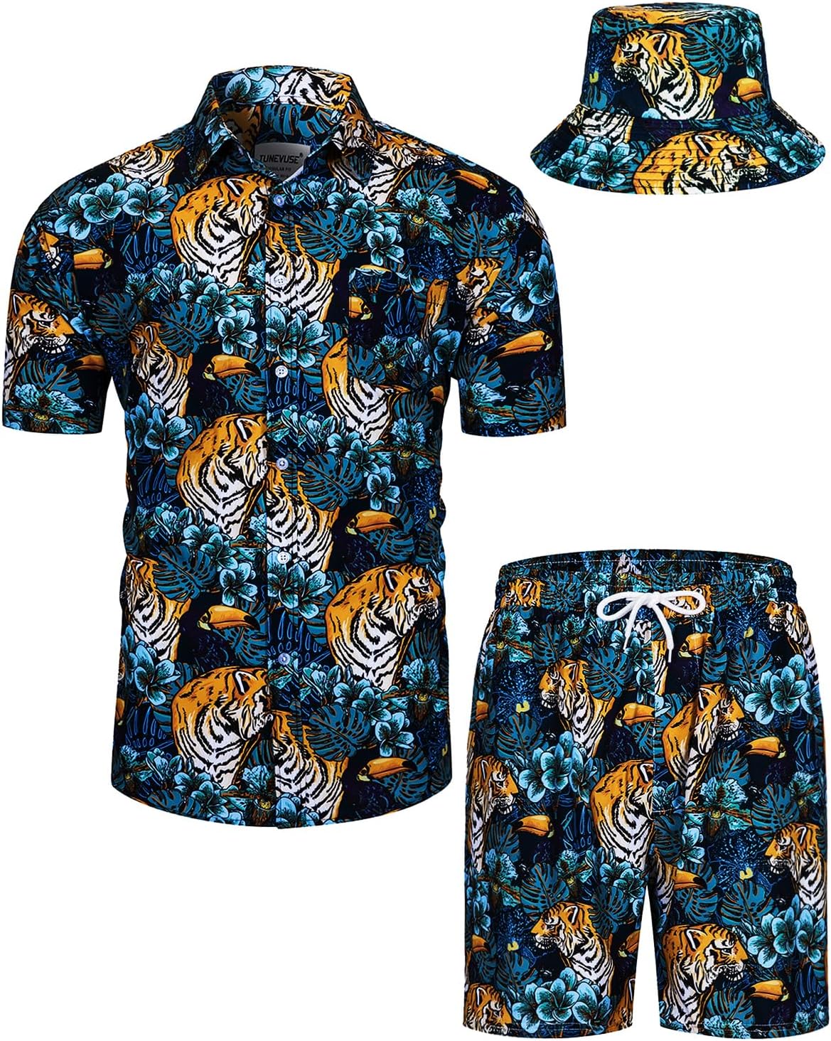 TUNEVUSE Men's Hawaiian Shirt & Shorts Set