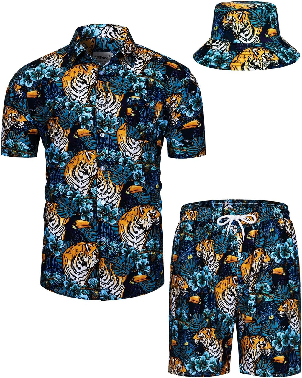 TUNEVUSE Men's Hawaiian Shirt & Shorts Set