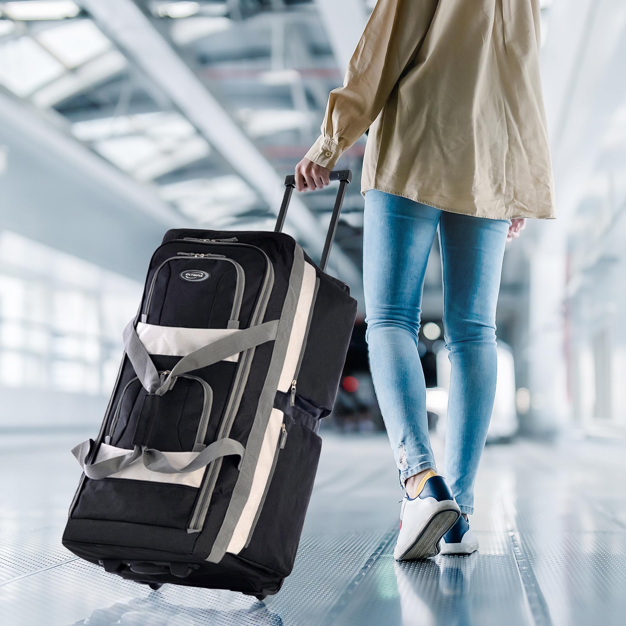 Olympia 22 Max Wheeled Duffel: 8-Pocket Water-Resist -  by Handbags Specialist Headquarter | Available at Handbags Specialist Headquarter